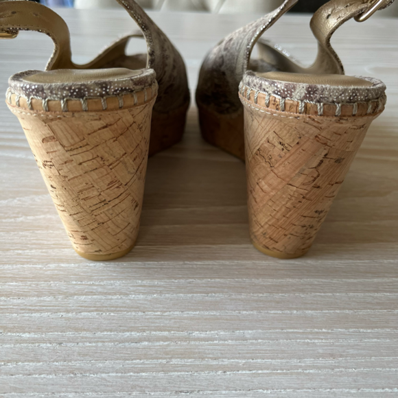 Stuart Weitzman sandal Jean slingback peep toe cork wedge size 9 NWOT - Picture 8 of 17